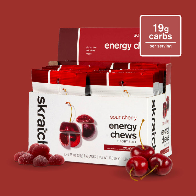 Energy Chews Sport Fuel - Single Pouch 10 Pack, Sour Cherry (50mg Caffeine)