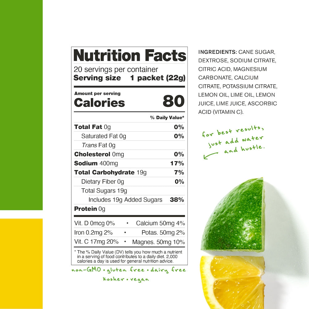 Skratch Labs Hydration Sport Drink Mix Lemon + Lime Nutrition Facts