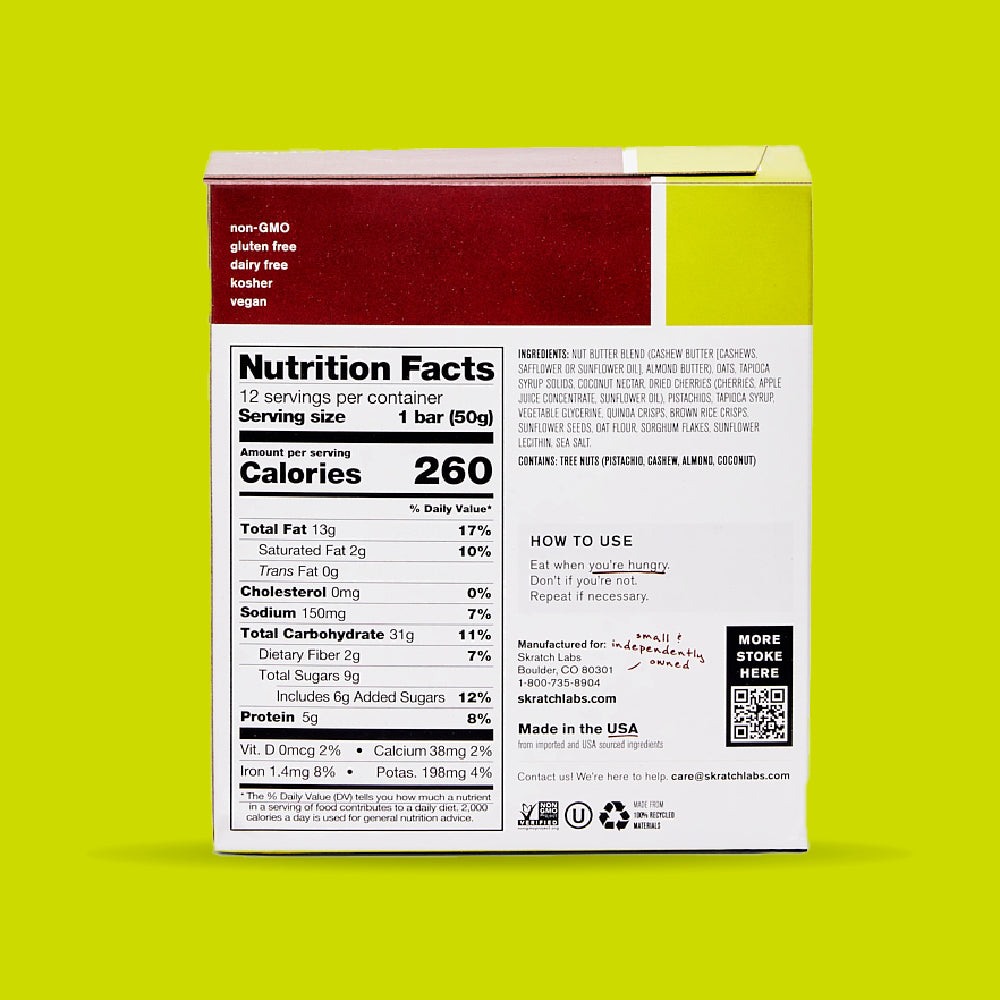 Energy Bar Sport Fuel - 12 Pack, Cherry + Pistachio