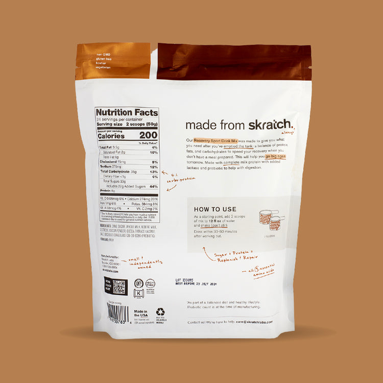 Recovery Sport Drink Mix - Resealable Bag - 24 Serving, Chocolate