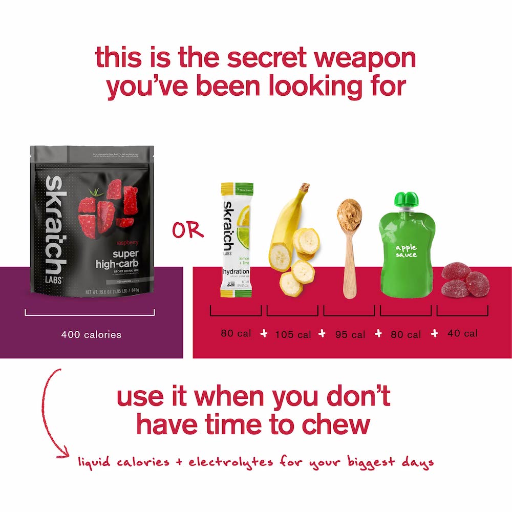 Super High-Carb Sport Drink Mix Raspberry - use it when there's no time to chew