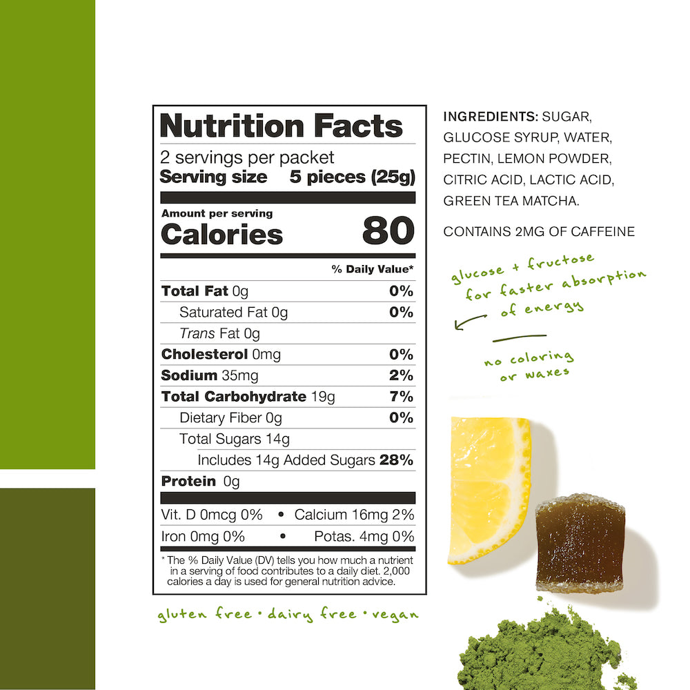 Skratch Labs Energy Chews Sport Fuel Lemon + Green Tea Nutrition Facts
