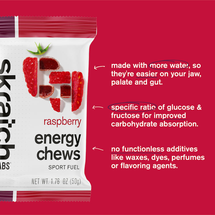 Energy Chews Sport Fuel - Single Pouch 10 Pack, Raspberry